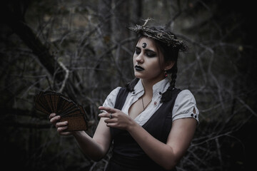 Witch in the form of a student in the forest