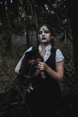 Witch in the form of a student in the forest