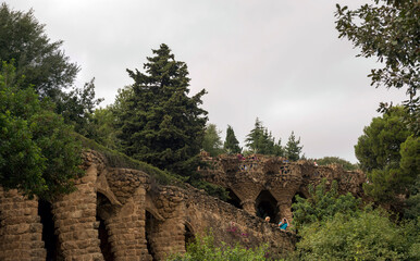  Tourists admire the Park Guell