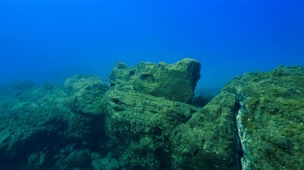 Natural stone face underwater
