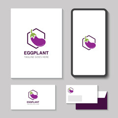 eggplant logo and aubergine icon vector illustration best logo design