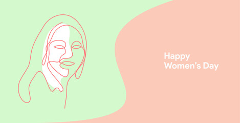 happy woman day background with abstract line art