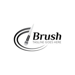 Makeup brush logo and salon icon vector illustration best logo design