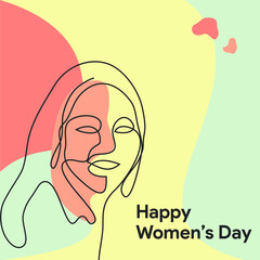 happy woman day with abstract line art