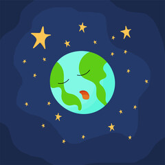 World sleep day. Vector illustration of sleep earth. Health care.