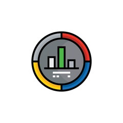 colored flat chart icon. information modern vector illustration. Pixel Perfect