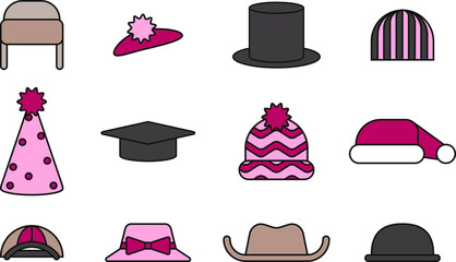 Hats collections in flat style. Vector illustration