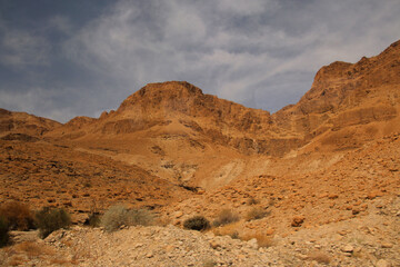 Fototapeta na wymiar A view of the Judean Desert in Israel