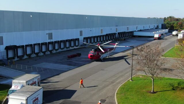 Zoom In Shot of a Helicopter After a Successful Landing
