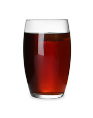 Glass of tea with lemon isolated on white