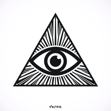 Icon of the all-seeing eye. The symbol of the Masons is the all-seeing eye in the triangle