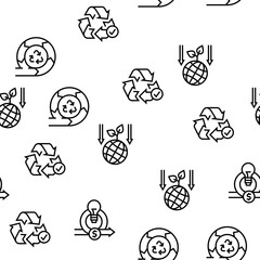 Circular And Linear Economy Model Vector Seamless Pattern Thin Line Illustration