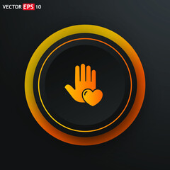 Hand heart flat sign. Single flat icon on black backgroun