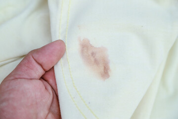 dirty stain on cloth from daily life activity for cleaning concept 