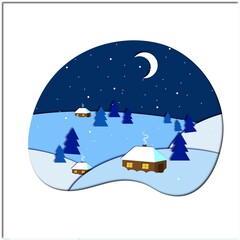 Naklejka premium winter papercut