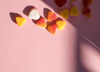 Heart Shaped Candy isolated on pink background