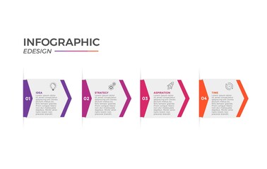 Business Infographic Thin line design with numbers 4 options or steps