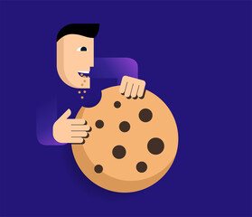 Accept cookies - abstract character eating big one