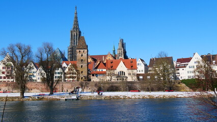 Ulm, Deutschland: Die Ulmer Skyline im Winter