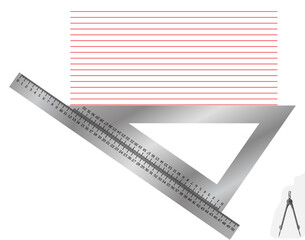 Draw parallel lines on a landscape sheet using a ruler and a triangle.