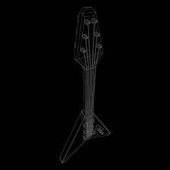 Electric guitar musical instrument. Wireframe low poly mesh vector illustration.
