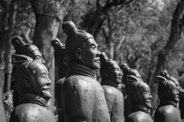 Blue terracotta warriors figures army.