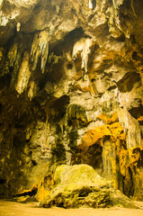 Stalactites and stalagmites in the cave that occur naturally...