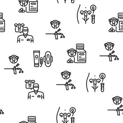 Gynecology Treatment Vector Seamless Pattern Thin Line Illustration