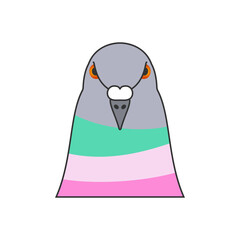 Dove head front view strict look  vector illustration.