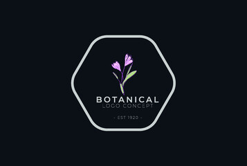
Minimal feminine modern botanical floral organic natural abstract seasonal crocus classical logo design