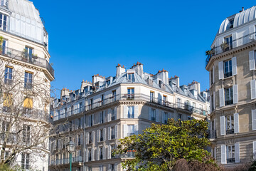 Fototapeta premium Paris, typical facade in the 11th arrondissement