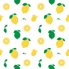 Lemon fresh fruit seamless abstract pattern on white background vector design