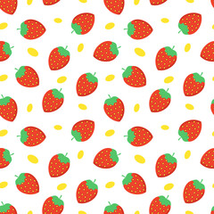 Strawberry fresh fruit seamless abstract pattern on white background vector design