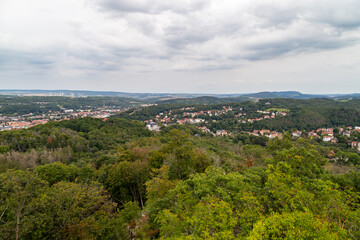 Fototapeta na wymiar Scenic view at landscape and the city Eisenach