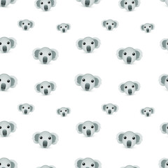 Koala Face Emoji Pattern. Australian Animal Head Seamless Background Symbols. Silhouette Clip Art Australia Emoticon Vector.