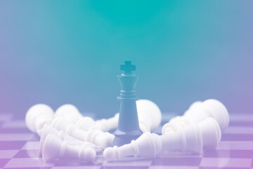 Business strategy competitive ideas concept with chess board game.Business competition, Fighting and confronting problems, threats from surrounding problems. Exhibited under the concept of games.