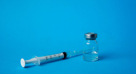 Medicine in vials and syringe, ready for vaccine injection , Cancer Treatment , Pain Treatment and can also be abused for an illegal use, healthcare and medical concept vaccination.