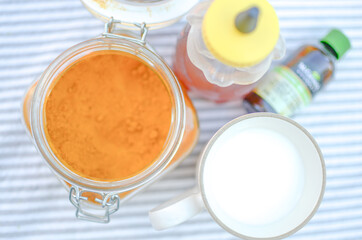 turmeric Cappucino ingredients metal cup making turmeric Cappucino