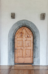 Fototapeta na wymiar external wooden entrance doors to houses