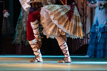Closeup of ballerinas dancing. French style costume © Ruslan