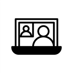 Online video chat icon with glyph style. Icons for online learning and home study.