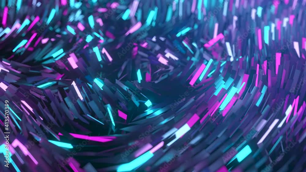 Poster abstract background of thousands of rectangles creating a wave surface. modern neon lighting. busine
