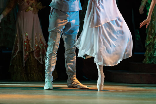 Closeup of dancing ballet couple
