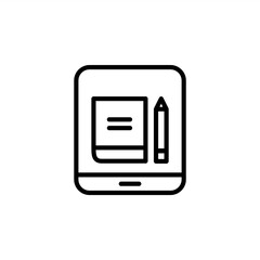 Online study tab icon with outline style. Icons for online learning and home study.
