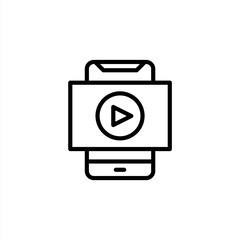 Mobile video learning icon with line style. Icons for online learning and home study.