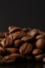 Coffee beans. Isolated on a black background.
