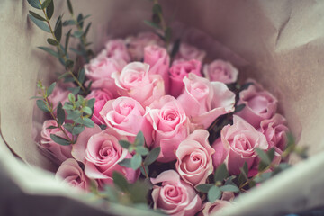 Luxury bouquet made of pink roses
