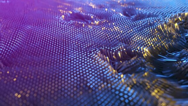 Abstract background of thousands of rectangles creating a wave surface. Modern neon lighting. Business concept. 3d animation