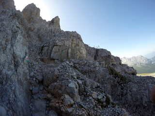 Fototapeta na wymiar Routing of a hike in the Dolomites