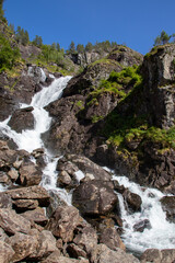 Obraz premium Latefossen waterfall near Odda, one of the biggest waterfalls in Norway, Scandinavia, Europe